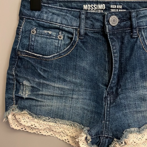 MOSSIMO | Distressed Denim Lace Shorts - sz 1 - Picture 3 of 11